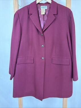 Vintage 90's Pendleton Burgundy Long Blazer #1259 Size 18W USA